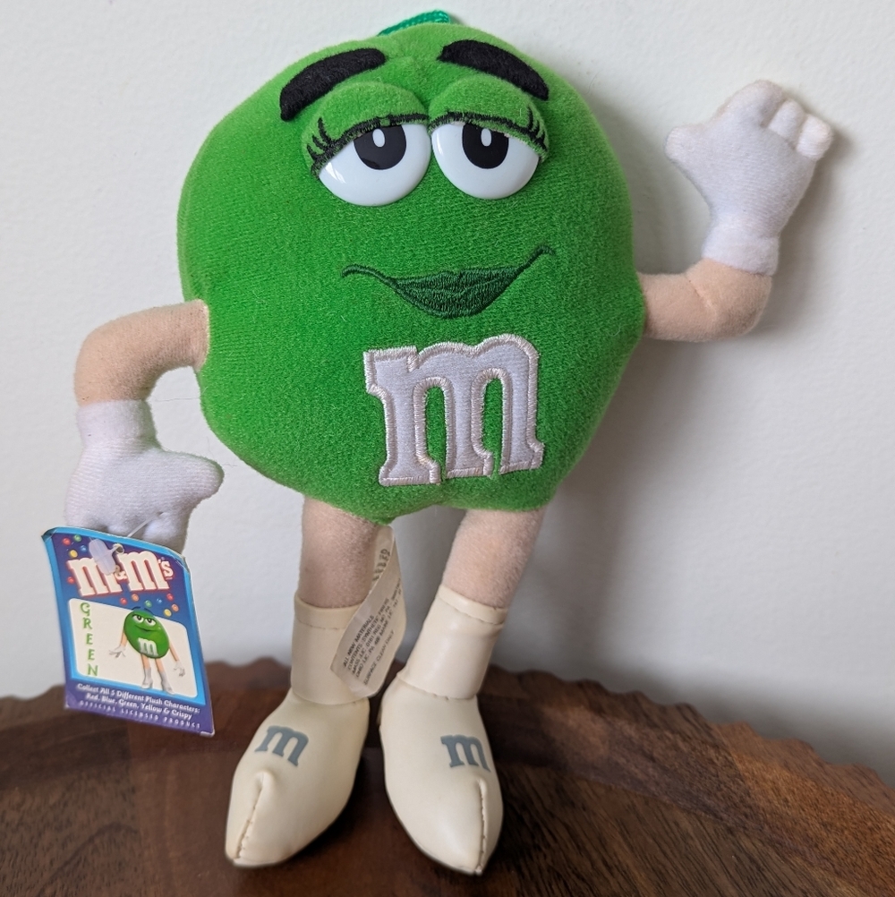 Vintage 2001 Original 12” Green Girl M&M Candy Plush Character NWT